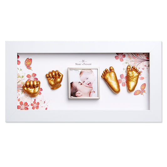 Momspresent Baby Hands and Foot 3D Casting Print DIY Kit with White Frame1- The spring of life