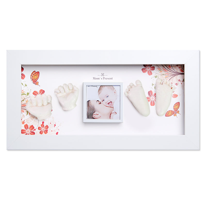 Momspresent baby handprint and footprint kit with White Frame1- The spring of life