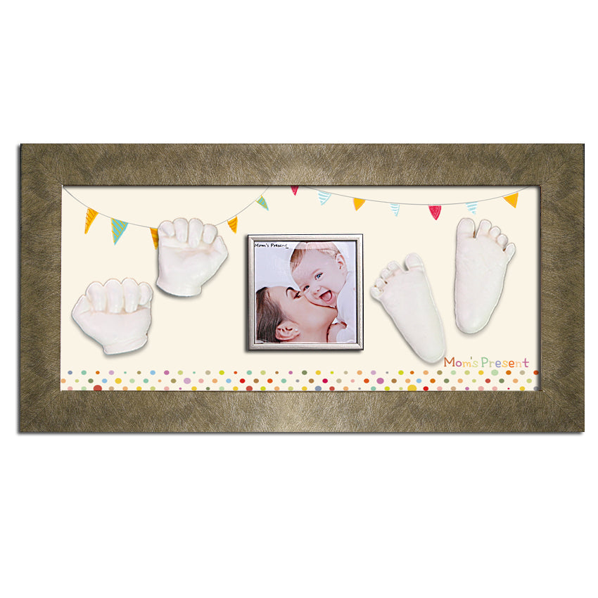 Momspresent Baby Hands and Foot 3D Casting Print DIY Kit with GOLD Frame11-The 1st Party