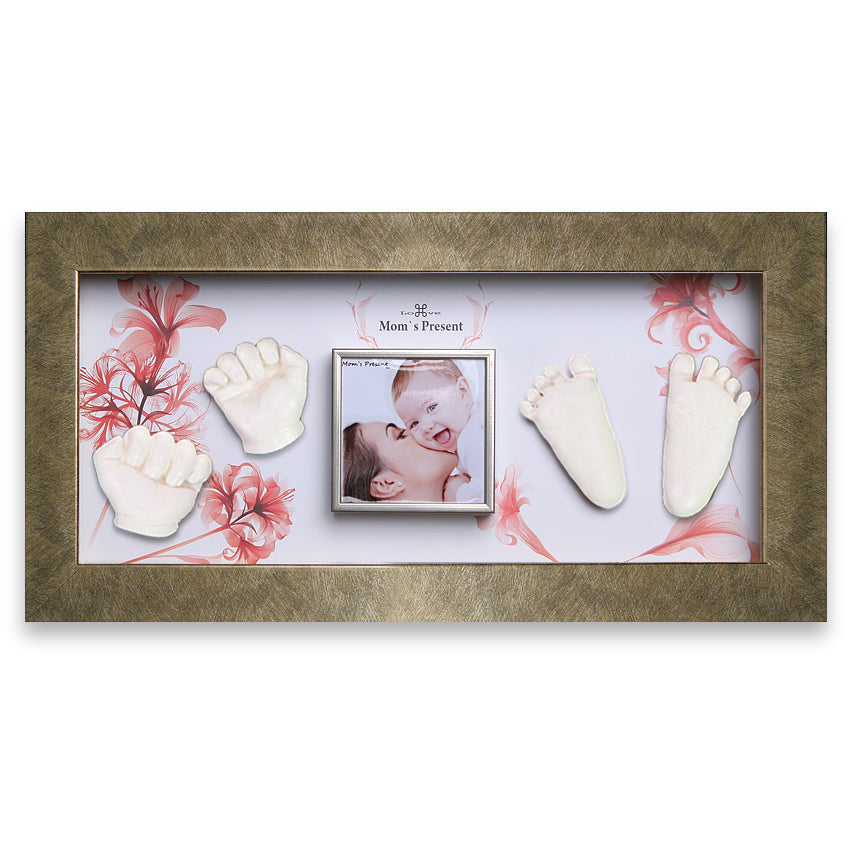 Momspresent Baby hand and feet casting kit with GOLD Frame5-floral-gift