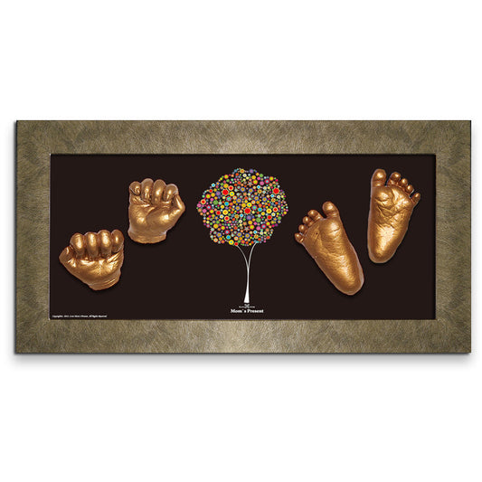Momspresent Baby Hands and Foot 3D Casting Print DIY Kit with GOLD Frame7--happiness-tree