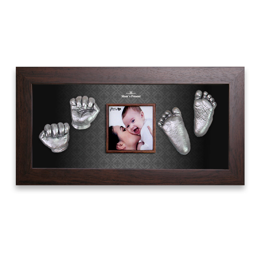 Momspresent Baby Hands and Foot 3D Casting Print DIY Kit with Walnut Frame10-At-the-Modern-