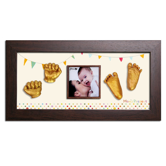 Momspresent Baby Hands and Foot 3D Casting Print DIY Kit with Walnut Frame11-The 1st Party