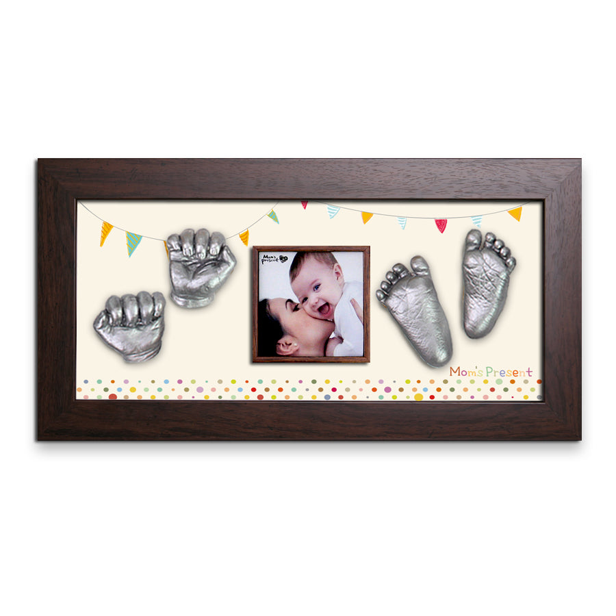 Momspresent Baby Hands and Foot 3D Casting Print DIY Kit with Walnut Frame11-The 1st Party