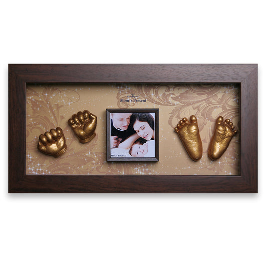 Momspresent Baby Hands and Foot 3D Casting Print DIY Kit with Walnut Frame2-The age of gol