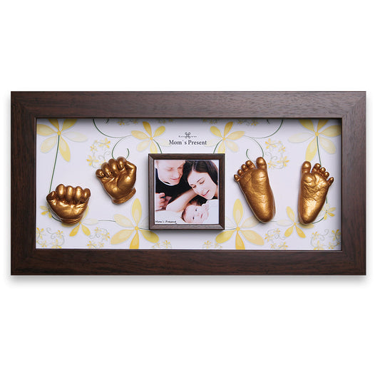 Momspresent Baby Hands and Foot 3D Casting Print DIY Kit with Walnut Frame4-flower-garden