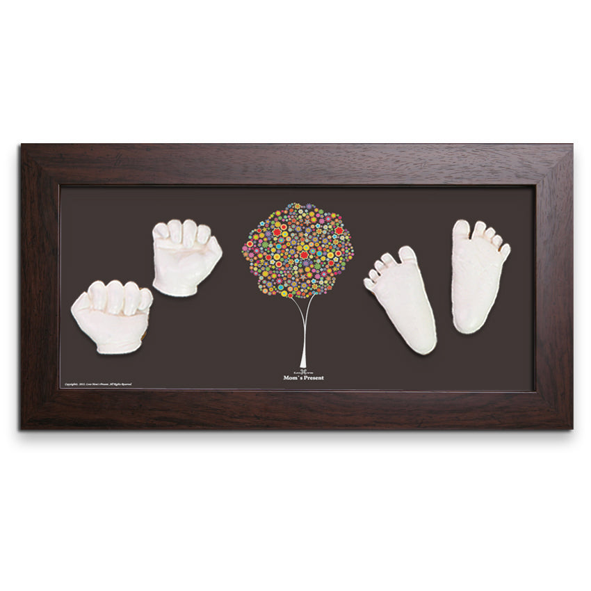 Momspresent Baby Hands and Foot 3D Casting Print DIY Kit with Walnut Frame7--happiness-tree