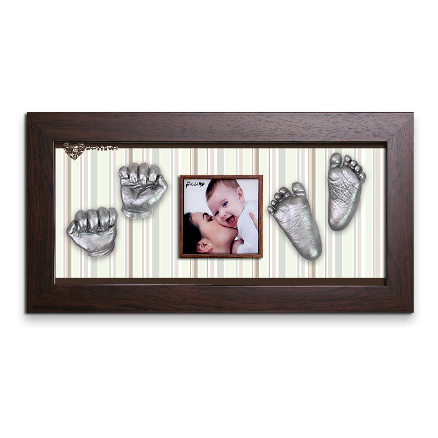Momspresent Baby Hands and Foot 3D Casting Print DIY Kit with Walnut Frame9 -pop-stripe