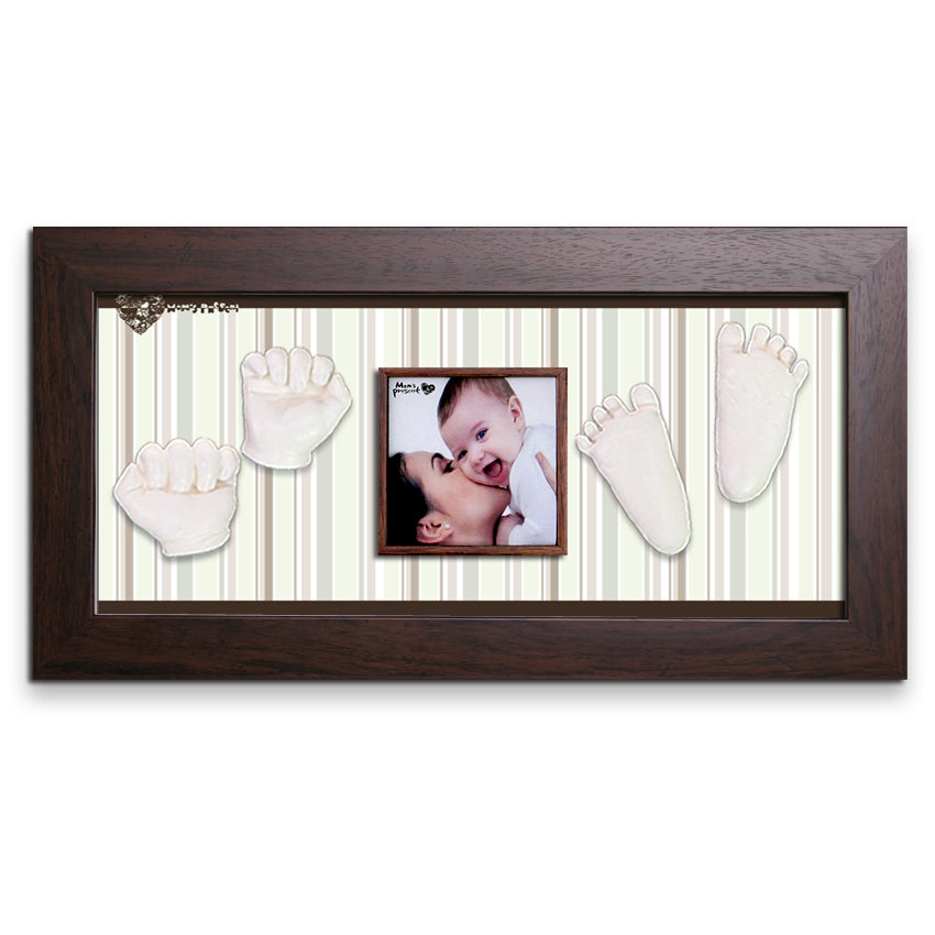 Momspresent Baby Hands and Foot 3D Casting Print DIY Kit with Walnut Frame9 -pop-stripe