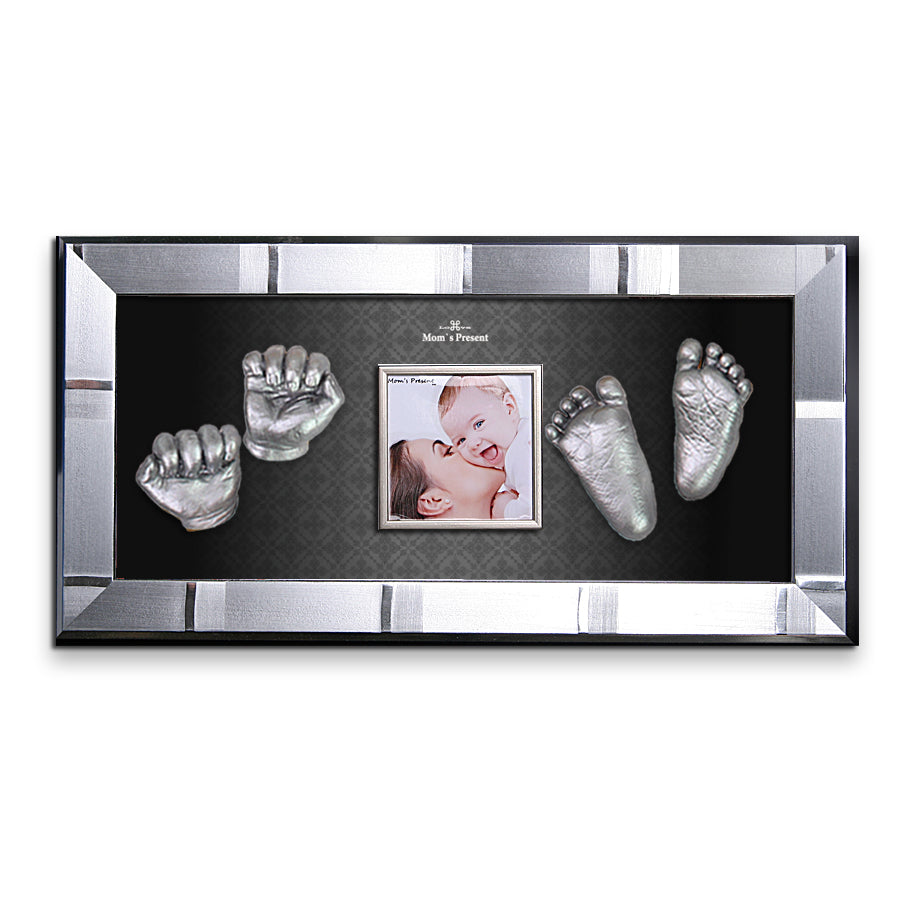 Momspresent baby handprint and footprint kit with SILVER Frame10-At-the-Modern