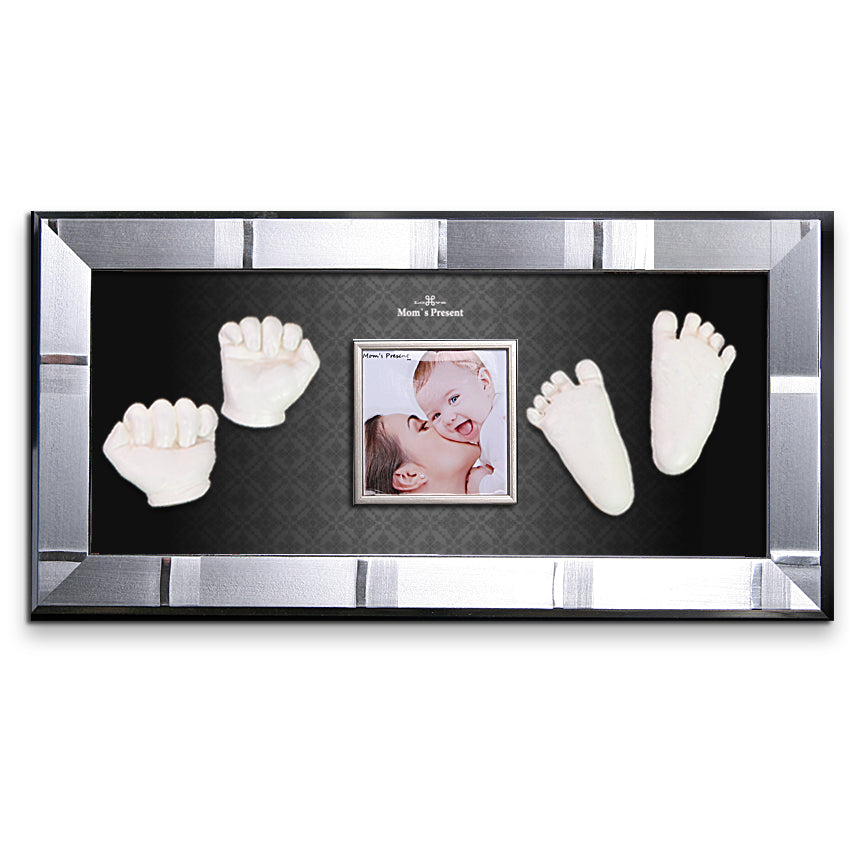 Momspresent baby handprint and footprint kit with SILVER Frame10-At-the-Modern