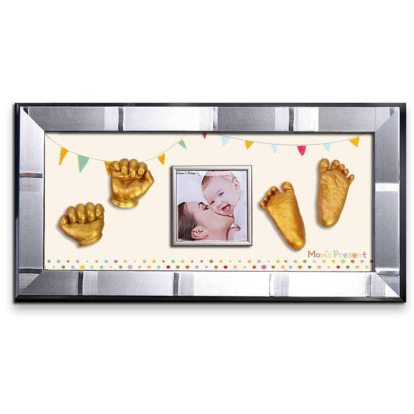 Momspresent baby handprint and footprint kit with SILVER Frame11-The 1st Party
