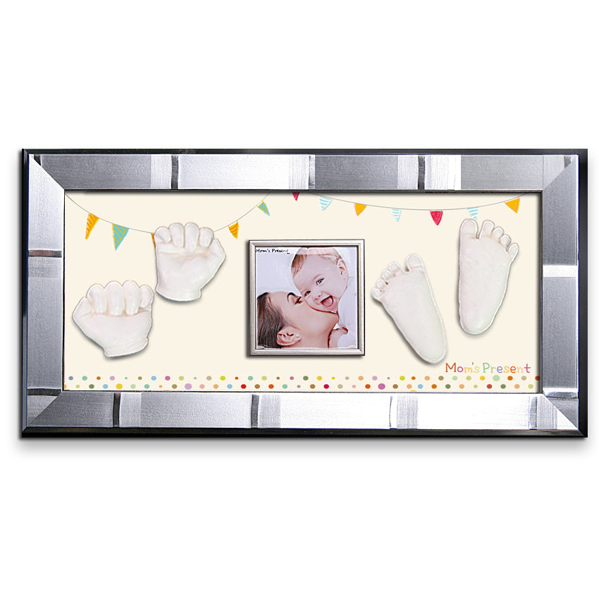 Momspresent baby handprint and footprint kit with SILVER Frame11-The 1st Party