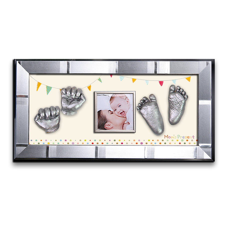 Momspresent baby handprint and footprint kit with SILVER Frame11-The 1st Party