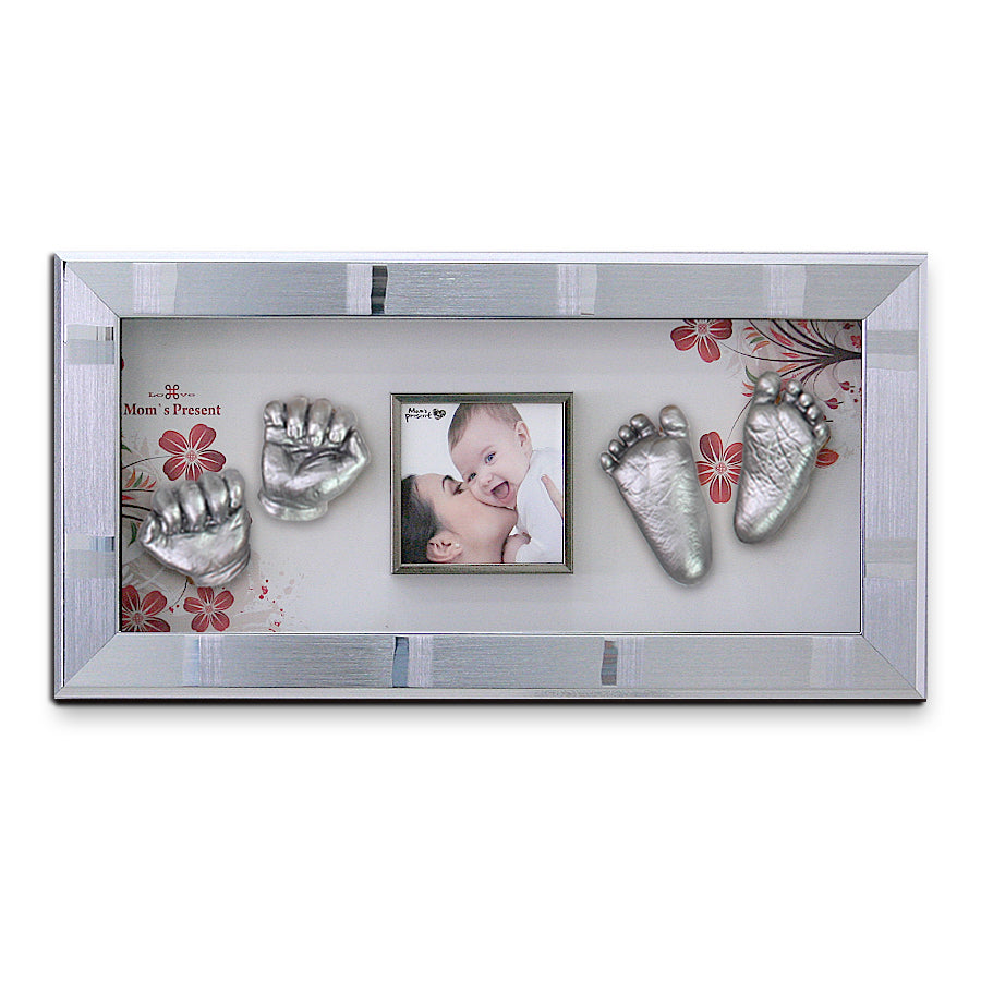 Momspresent Baby Hands and Foot Casting 3D Print DIY Kit with SILVER Frame1- The spring of life
