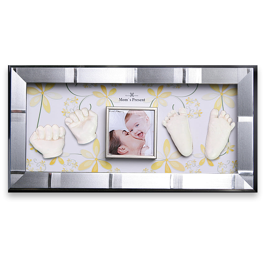 Momspresent Baby Hands and Foot 3D Casting Print DIY Kit with SILVER Frame4-flower-garden