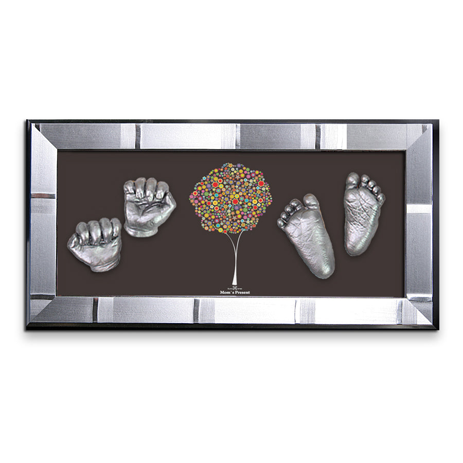 Momspresent Baby Hands and Foot 3D Casting Print DIY Kit with SILVER Frame7-happiness-tree