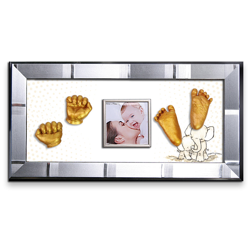Momspresent Baby Hands and Foot 3D Casting Print DIY Kit with SILVER Frame8-Elephant