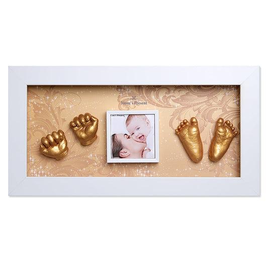 Momspresent Baby Hands and Foot 3D Casting Print DIY Kit with White Frame2-The age of gol