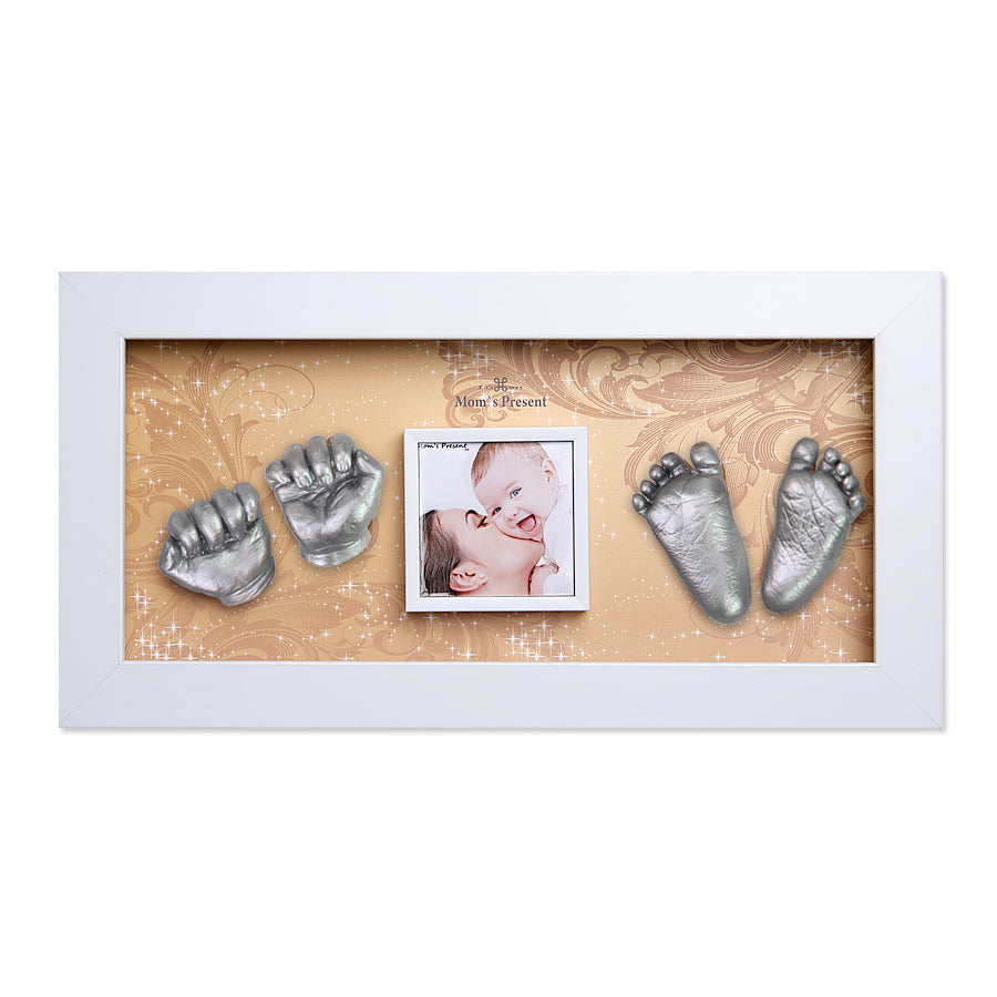 Momspresent Baby Hands and Foot 3D Casting Print DIY Kit with White Frame2-The age of gol
