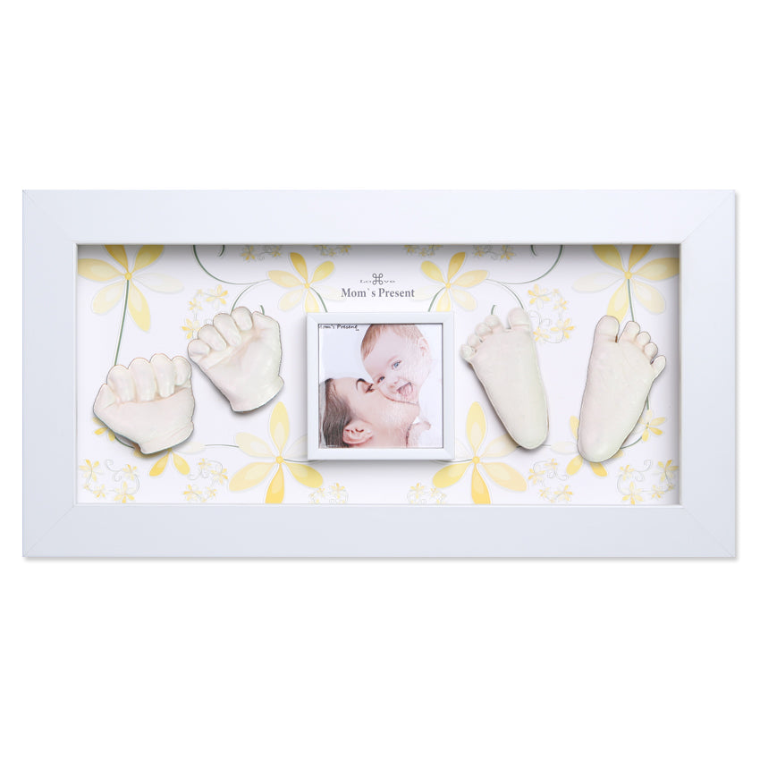 Momspresent Baby Hands and Foot 3D Casting Print DIY Kit with White Frame4-flower-garden