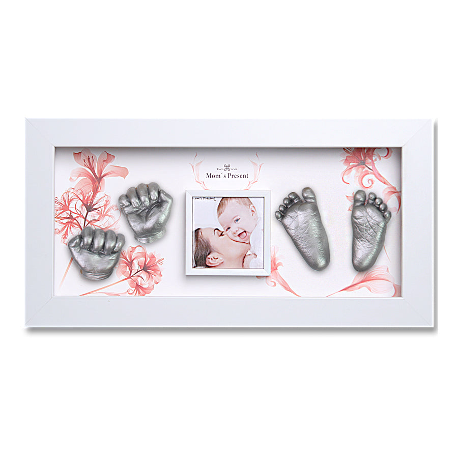 Momspresent Baby Hands and Foot 3D Casting Print DIY Kit with White Frame5-floral-gift