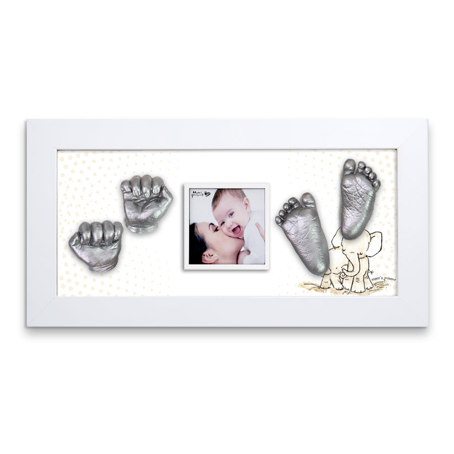 Momspresent Baby Hands and Foot 3D Casting Print DIY Kit with White Frame8-Elephant-Hug