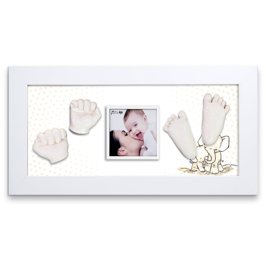 Momspresent Baby Hands and Foot 3D Casting Print DIY Kit with White Frame8-Elephant-Hug