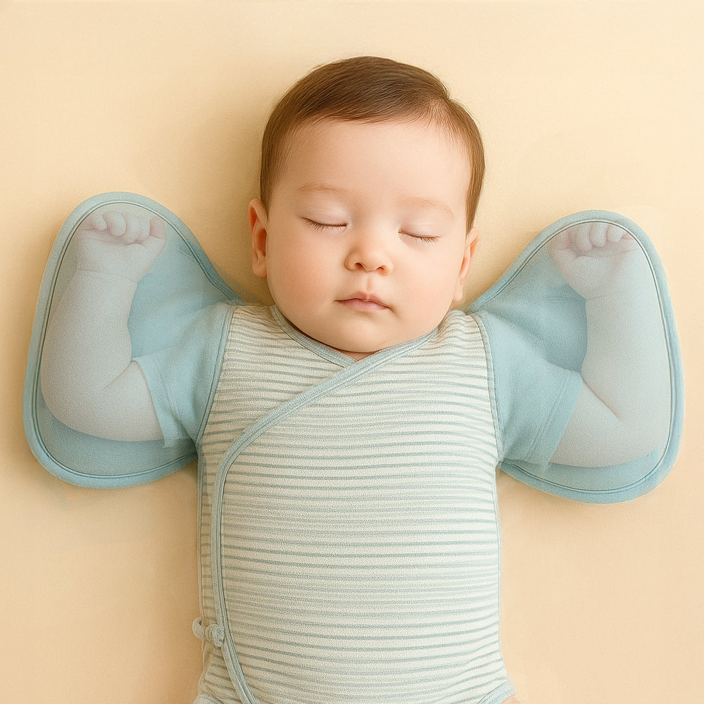 Arm-Only Baby Swaddle with Matching Headband – Breathable Modal Fabric, Anti-Moro Reflex, Soft & Lightweight for Newborns – Summer Sleepwear Gift Set