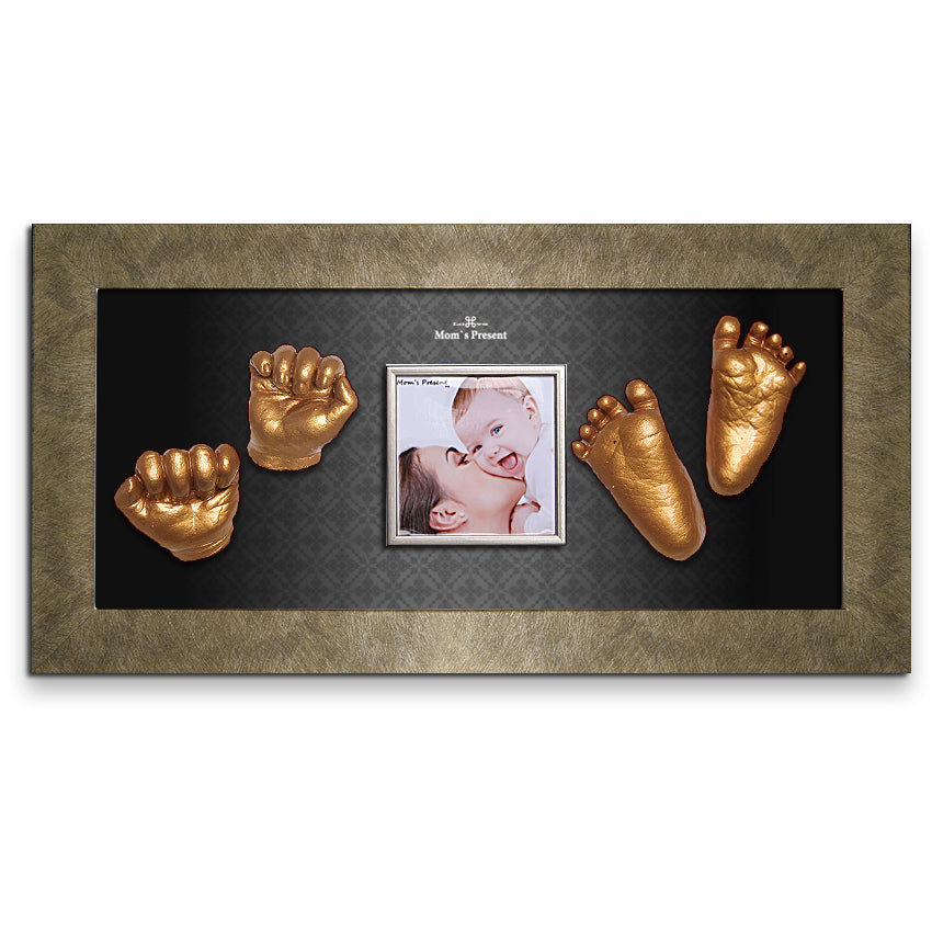 Momspresent baby handprint and footprint kit with GOLD Frame10-At-the-Modern-