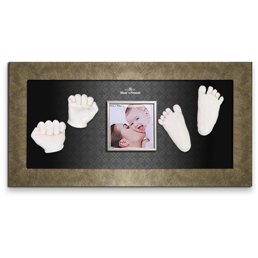 Momspresent 赤ちゃんの手と足 3D キャスティング プリント DIY キット ゴールド フレーム付き 10 -At-the-Modern-