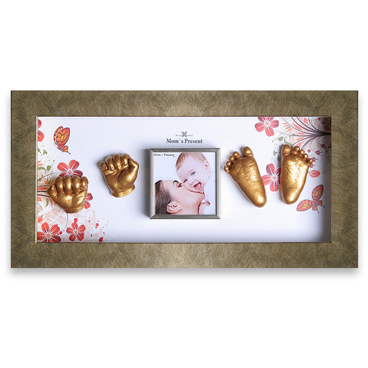 Momspresent 赤ちゃんの手と足の鋳造 3D プリント DIY キット ゴールド フレーム付き 1 - 生命の春