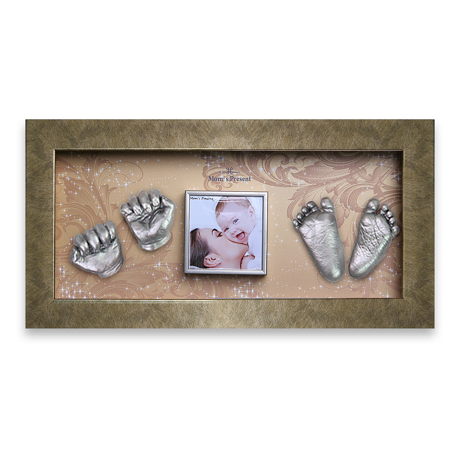 Momspresent 赤ちゃんの手と足 3D キャスティング プリント DIY キット ゴールド フレーム 2 付き - ゴルの時代