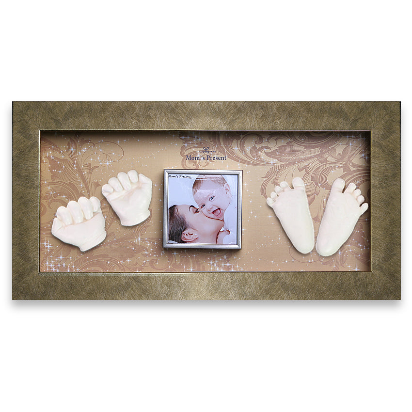 Momspresent 赤ちゃんの手と足 3D キャスティング プリント DIY キット ゴールド フレーム 2 付き - ゴルの時代