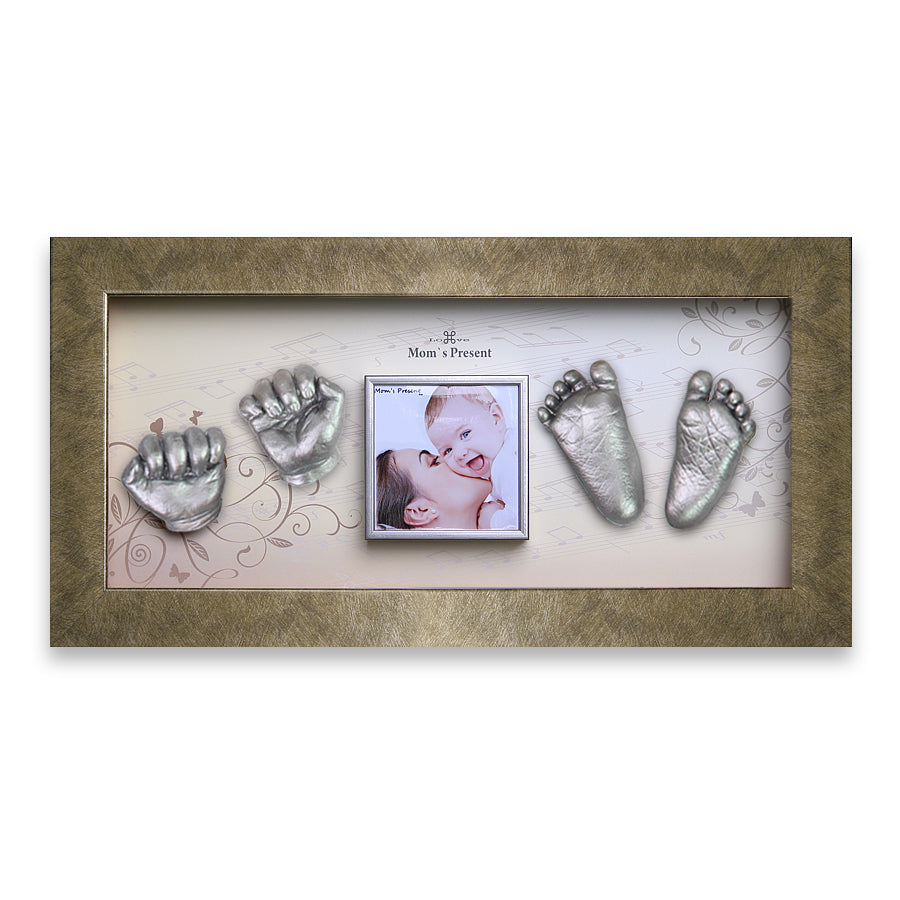 Momspresent 赤ちゃんの手と足 3D キャスティング プリント DIY キット ゴールド フレーム付き3-ピアノ協奏曲