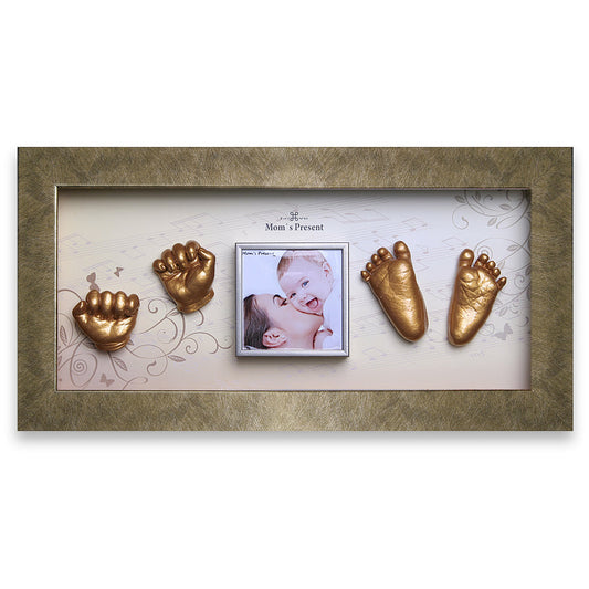Momspresent 赤ちゃんの手と足 3D キャスティング プリント DIY キット ゴールド フレーム付き3-ピアノ協奏曲