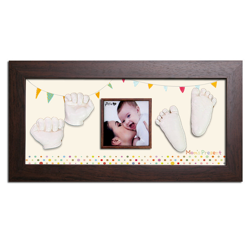 Momspresent baby handprint and footprint kit with Walnut Frame11-The 1st Party