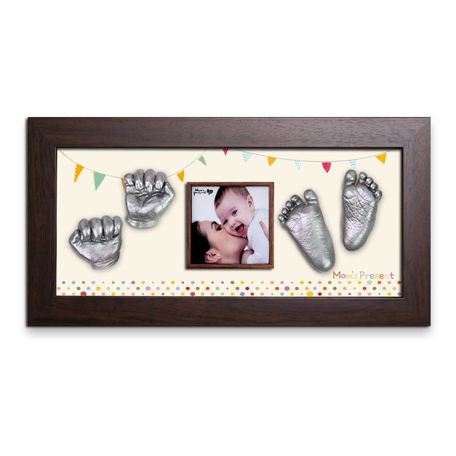 Momspresent baby handprint and footprint kit with Walnut Frame11-The 1st Party