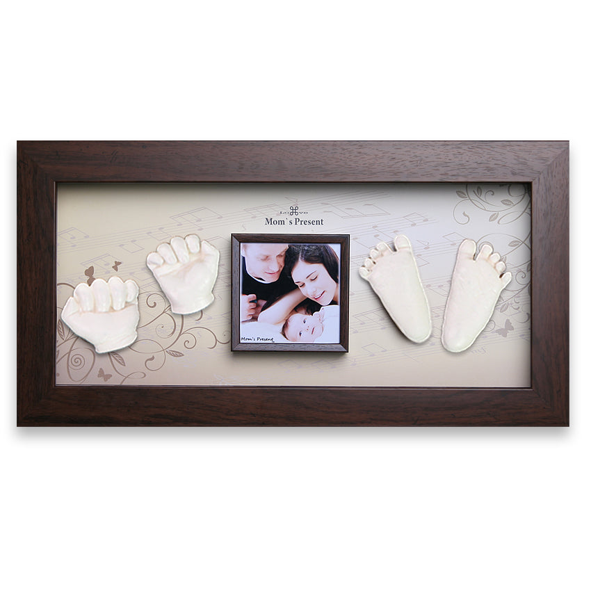 Momspresent baby handprint and footprint kit with Walnut Frame3-piano concerto