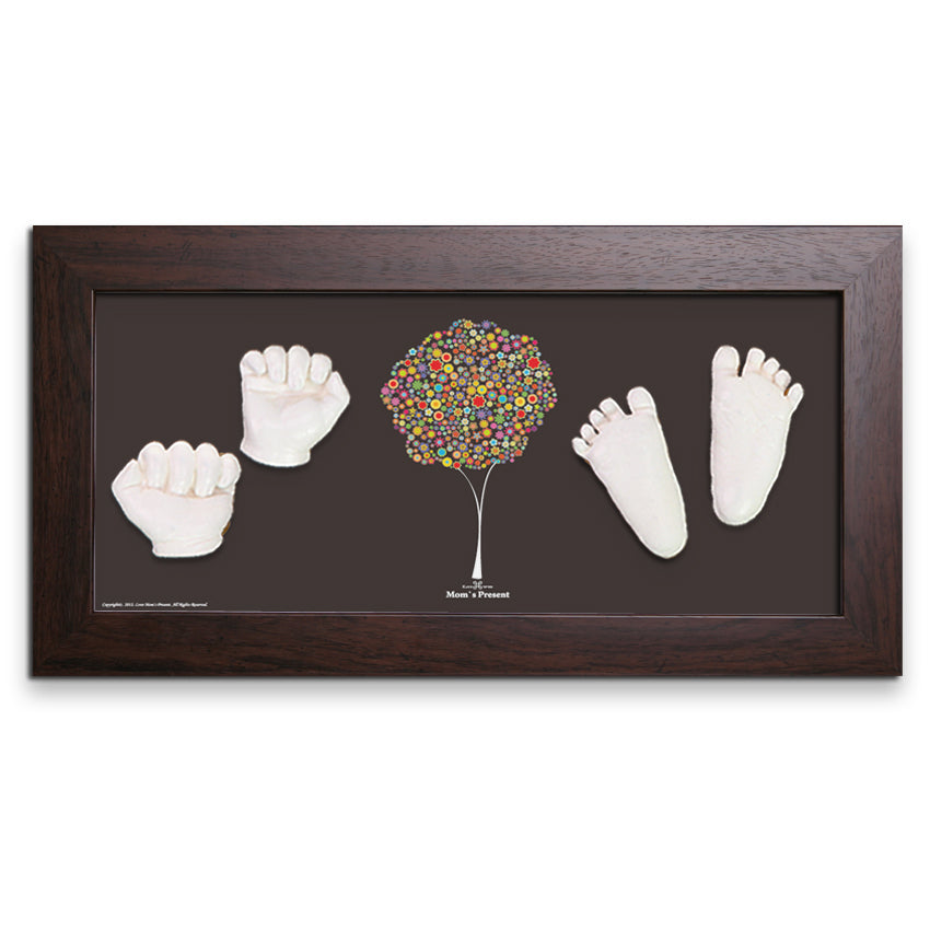 Momspresent baby handprint and footprint kit with Walnut Frame7--happiness-tree