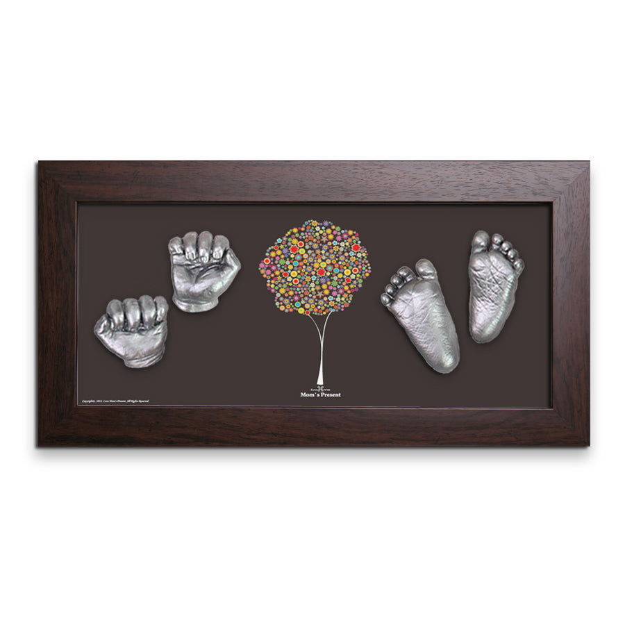 Momspresent baby handprint and footprint kit with Walnut Frame7--happiness-tree