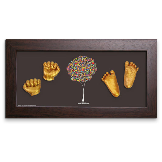Momspresent 赤ちゃんの手と足 3D キャスティング プリント DIY キット ウォールナット フレーム7付き--happiness-tree