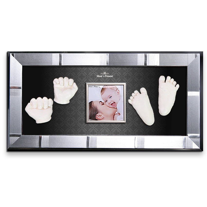 Momspresent 赤ちゃんの手と足 3D キャスティング プリント DIY キット シルバー フレーム付き 10 -At-the-Modern-