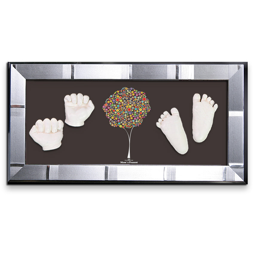 Momspresent 赤ちゃんの手と足 3D キャスティング プリント DIY キット シルバー Frame7-happiness-tree 付き