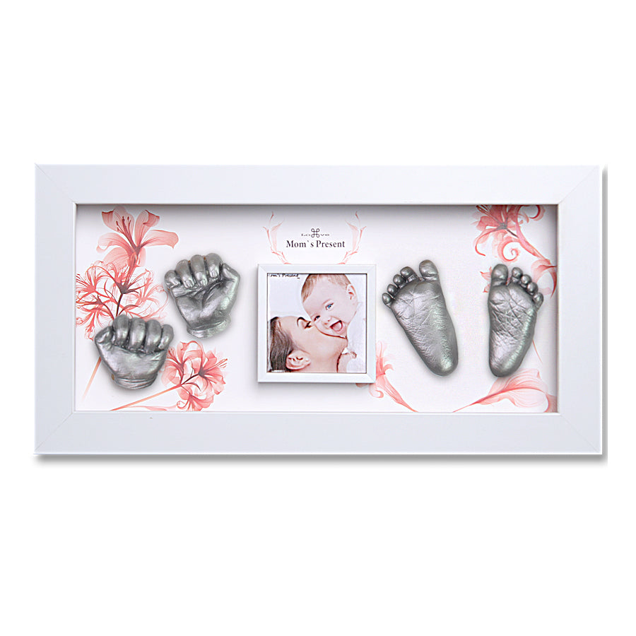 Momspresent baby handprint and footprint kit with White Frame5-floral-gift