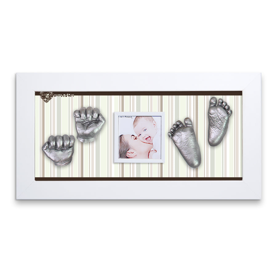 Momspresent Baby Hands and Foot 3D Casting Print DIY Kit with White Frame9 -pop-stripe